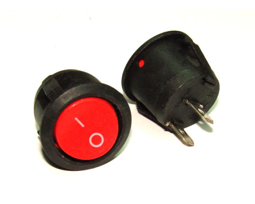 Перемикач клавішний круглий SMRS-101-2 «ON-OFF» 3 A 2PIN червоний MINI